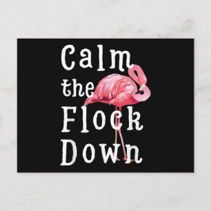Calm The Flock Down Flamingo Girl Funny Flamingo Announcement Postcard