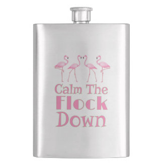 Calm The Flock Down Funny Flamingo Flask
