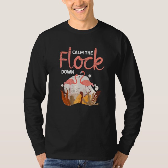 Calm The Flock Down Ladys Melanin Flamingo T-Shirt (Front)