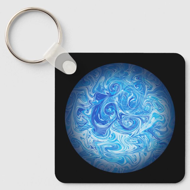 Calm Tide Fluid Art Keychain (Front)