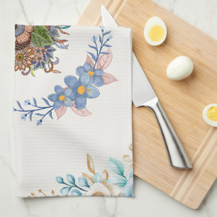 Calm Watercolor Garden – Light Floral Artwork Kitchen Towel