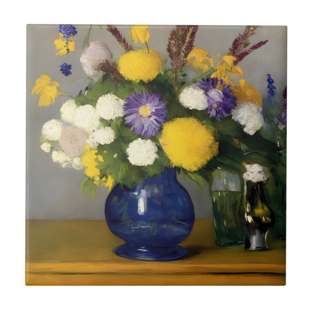 Calm Watercolour Botanical Art Ceramic Tile (Front)