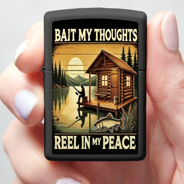 Calm Waters and Cabin Dreams Zippo Lighter (In Hand)