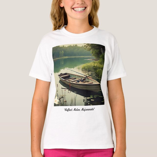 "Calm Waters Await" T-Shirt (Front)
