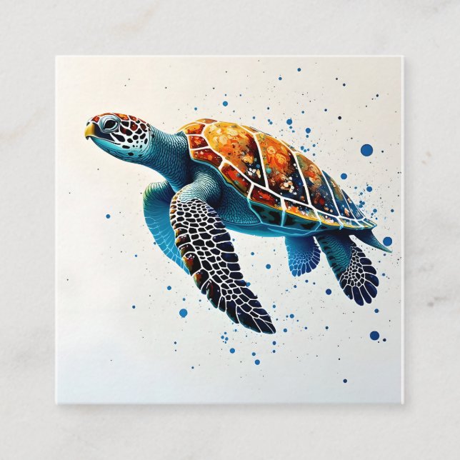 Calm Waters: Celebrate Sea Turtles with ocean Square Business Card (Front)
