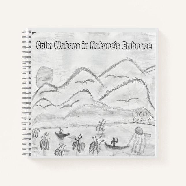 'Calm Waters in  Nature's Embrace' Spiral Notebook (Front)