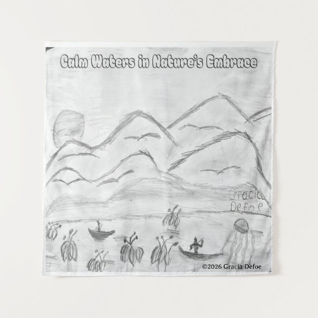 'Calm Waters in  Nature's Embrace' Tapestry (Front)