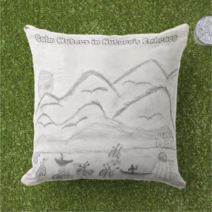 'Calm Waters in  Nature's Embrace' Throw Pillow