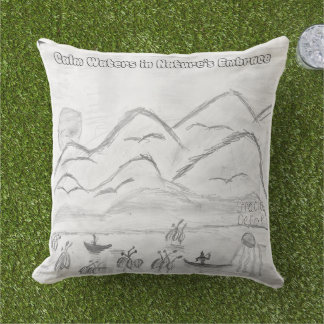 'Calm Waters in Nature's Embrace' Throw Pillow