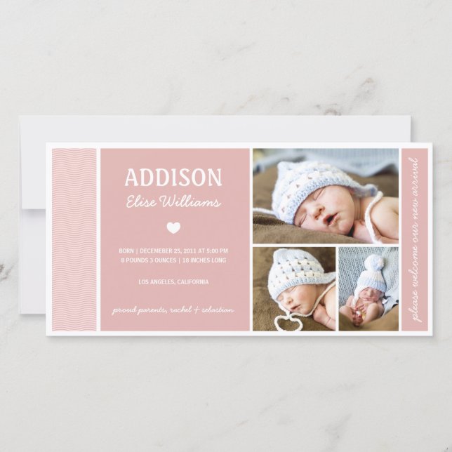 CALM WAVES | BABY GIRL BIRTH ANNOUNCEMENT (Front)