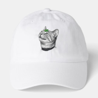 Calm White Minimal Cat Leaf Aesthetic Drawing pfp Hat