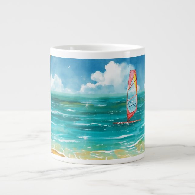 Calm Windsurf Scene Giant Coffee Mug (Front)