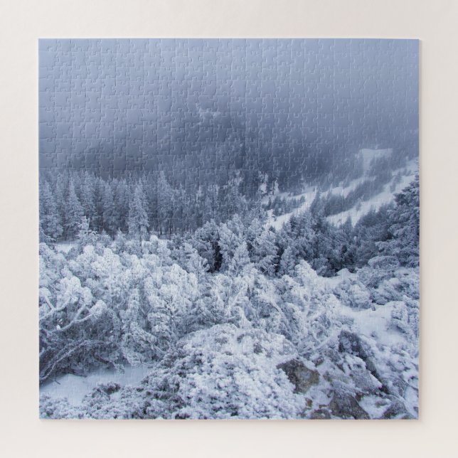Calm Winter Mountains: Foggy Serenity. Jigsaw Puzzle (Vertical)