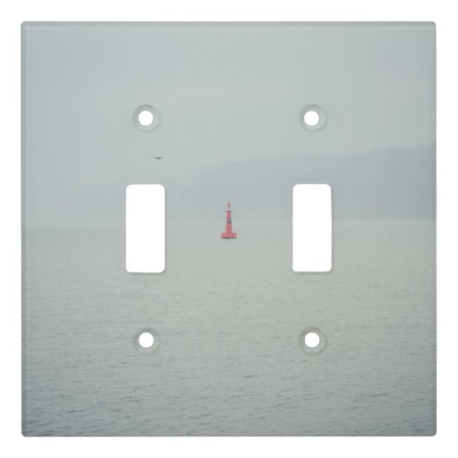 Calm winter sea and red lighthouse light switch cover (Front)