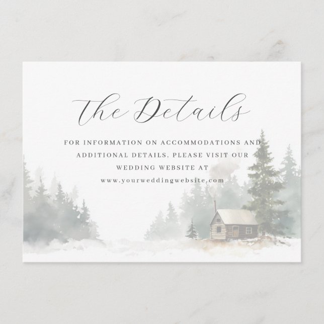 Calm Winter Watercolor Cabin Scene Enclosure Card (Front)