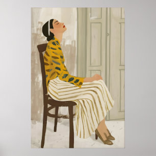 Calm Woman Art Print Minimalist Colorful Home 1