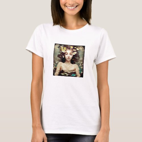 Calm Woman Under Water  AI Generated Artwork T_Shirt