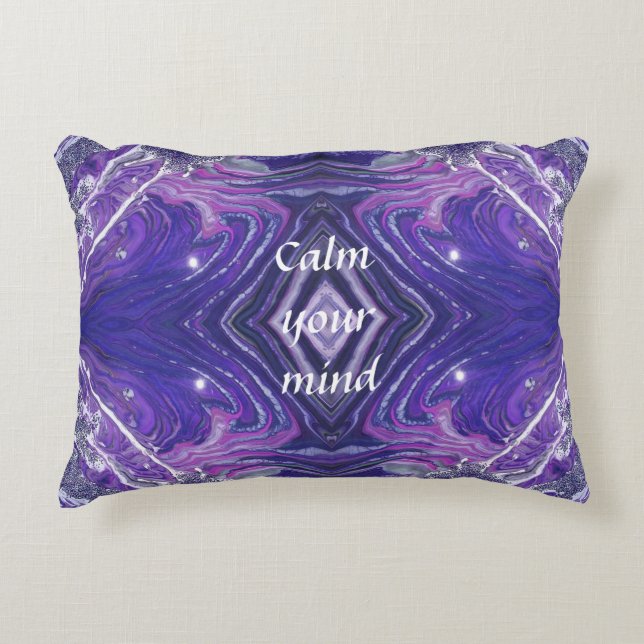"Calm your mind" Acrylic Pour Inspired Accent Pillow (Front)