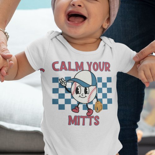 Calm Your Mitts Baseball Baby Bodysuit