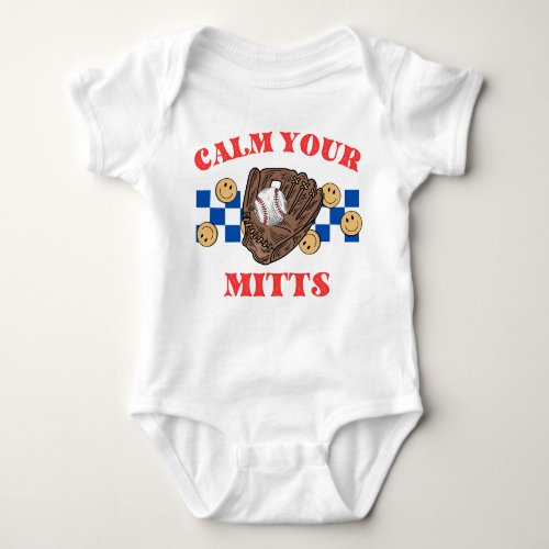 Calm Your Mitts BodySuit Retro Baseball Baby  Baby Bodysuit