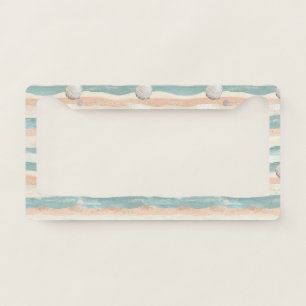 Calming Beach Wave Stripes - Soft Coastal Palette License Plate Frame