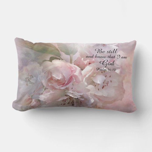 Calming Blossom with a Bible message Lumbar Pillow