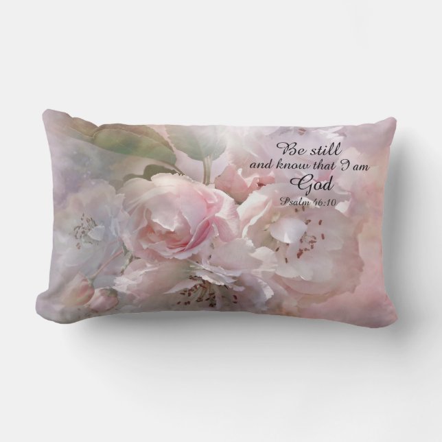 Calming Blossom with a Bible message Lumbar Pillow (Front)