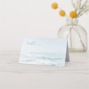Calming Blue Minimalist Photo Place Card