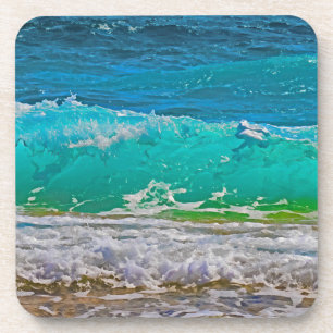 Calming Blue Ocean Waves Beach Art Beverage Coaster