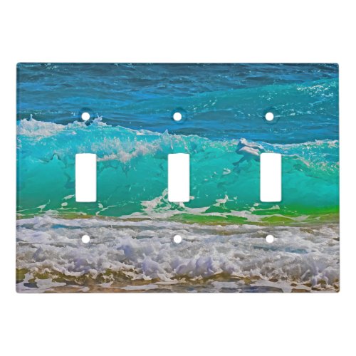 Calming Blue Ocean Waves Beach Art Light Switch Cover