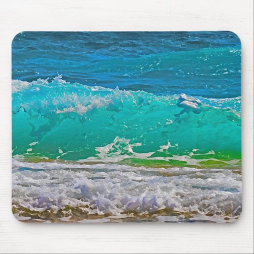 Calming Blue Ocean Waves Beach Art Mouse Pad