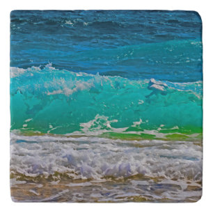 Calming Blue Ocean Waves Beach Art Trivet
