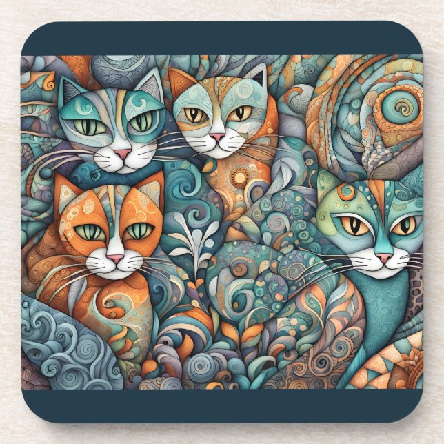 calming cats 2 coaster set (Front)