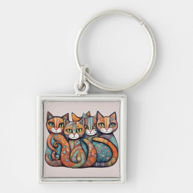 calming cats 3 keychain (Front)