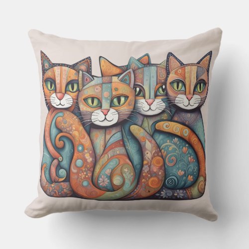 calming cats 3 outdoor pillow