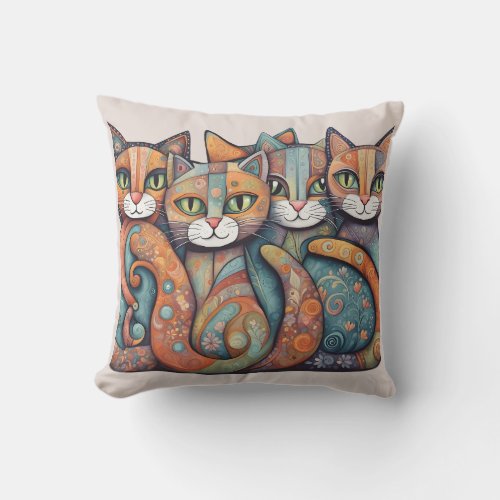 calming cats 3 outdoor pillow