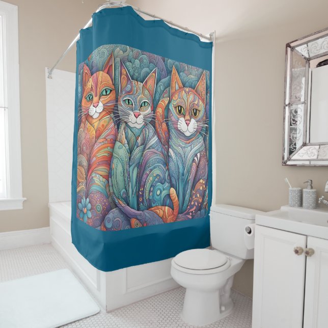 calming cats shower curtain (In Situ)