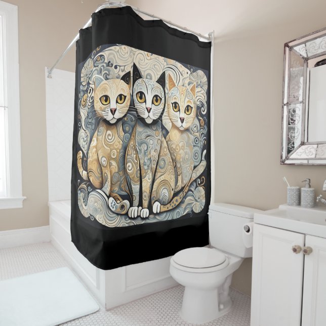 calming cats shower curtain (In Situ)