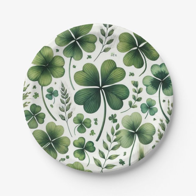 Calming Clovers Paper Plates (Front)