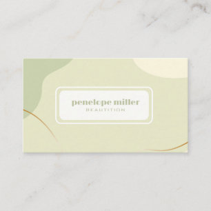 Calming colors of beige and green Beautician Business Card