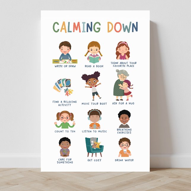 Calming Down Techniques Classroom Poster (calming techniques, social emotional learning, classroom, classroom posters, education, homeschool)