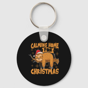 Calming Home For Christmas Christmas Sloth Xmas T Keychain
