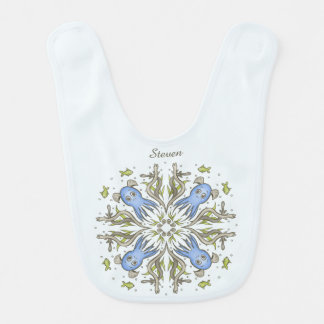 Calming Kawaii Octopus Kaleidoscope - Ocean Dreams Baby Bib