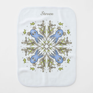 Calming Kawaii Octopus Kaleidoscope - Ocean Dreams Baby Burp Cloth