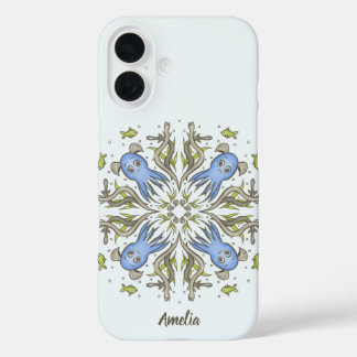 Calming Kawaii Octopus Kaleidoscope - Ocean Dreams iPhone 16 Case
