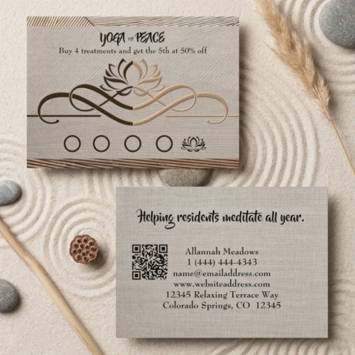 Calming Linen Bamboo Yoga/Meditation Loyalty Card