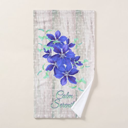 Calming Lovely Purple Clematis Flowers Yoga Hand Towel