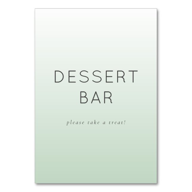 Calming Mint Gradient Dessert Bar Sign Table Number (Front)