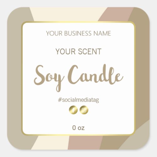 Calming Neutral Beige Soy Candle Labels