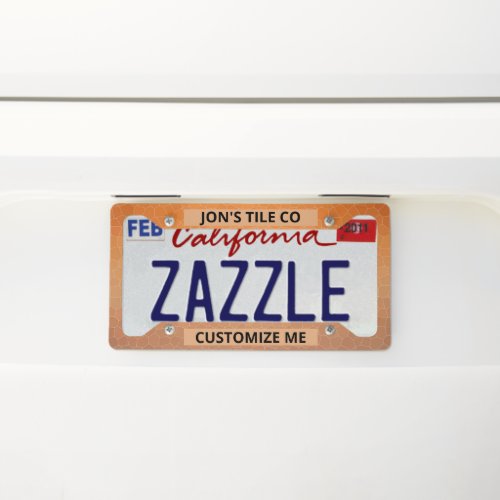 Calming Ombre Gradient Orange Sunset Mosaic Look License Plate Frame